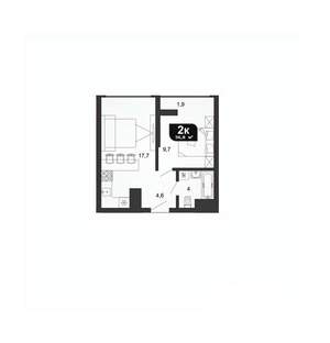 1-к квартира, вторичка, 37м2, 8/19 этаж