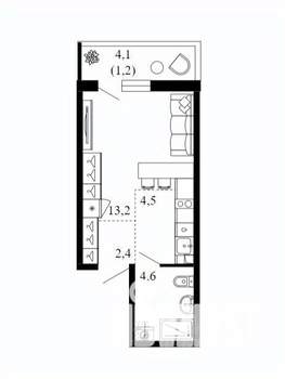 Студия квартира, вторичка, 26м2, 3/12 этаж