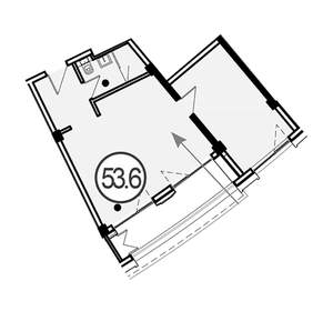1-к квартира, вторичка, 54м2, 1/4 этаж