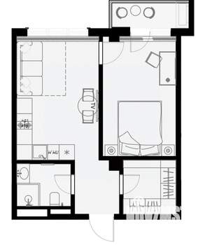 1-к квартира, вторичка, 45м2, 5/7 этаж