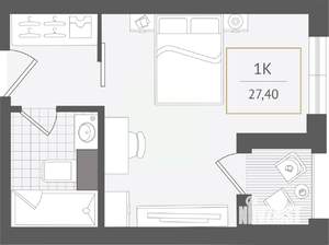 1-к квартира, вторичка, 27м2, 9/10 этаж