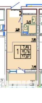 Студия квартира, вторичка, 16м2, 19/19 этаж