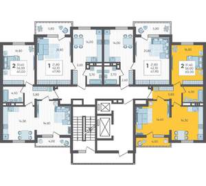 2-к квартира, вторичка, 60м2, 6/16 этаж
