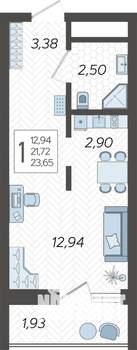 Студия квартира, вторичка, 24м2, 5/19 этаж