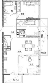 3-к квартира, вторичка, 78м2, 5/17 этаж
