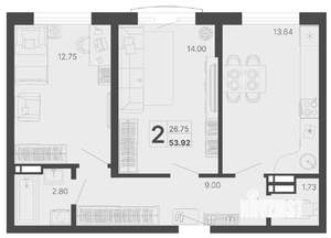 2-к квартира, вторичка, 54м2, 3/20 этаж