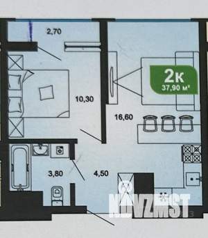 2-к квартира, вторичка, 38м2, 15/19 этаж