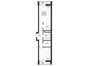 2-к квартира, вторичка, 51м2, 14/19 этаж