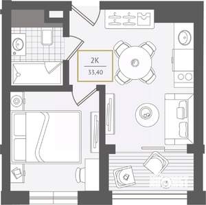 2-к квартира, вторичка, 34м2, 4/10 этаж