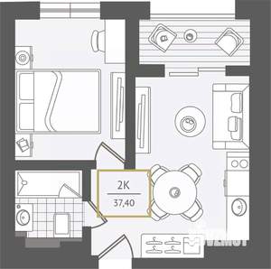 2-к квартира, вторичка, 38м2, 8/10 этаж