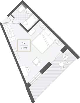 1-к квартира, вторичка, 35м2, 9/10 этаж