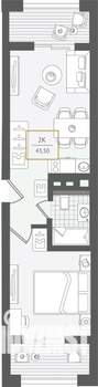 2-к квартира, вторичка, 43м2, 5/10 этаж