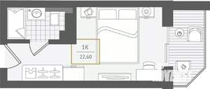 1-к квартира, вторичка, 23м2, 8/10 этаж