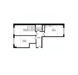 2-к квартира, вторичка, 64м2, 1/12 этаж