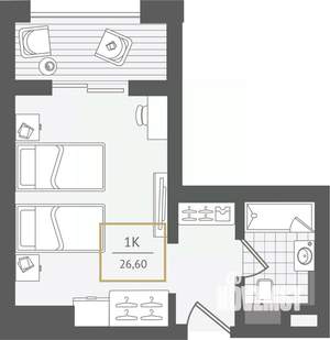 1-к квартира, вторичка, 27м2, 4/10 этаж