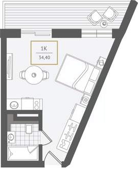 1-к квартира, вторичка, 36м2, 9/10 этаж