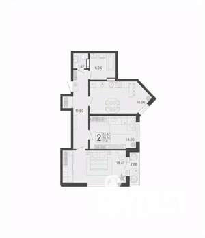 2-к квартира, вторичка, 70м2, 10/20 этаж