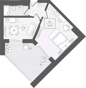 2-к квартира, вторичка, 57м2, 9/10 этаж