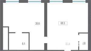 2-к квартира, вторичка, 68м2, 7/9 этаж