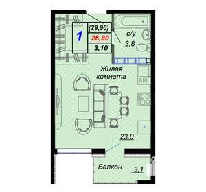 Студия квартира, вторичка, 30м2, 14/15 этаж