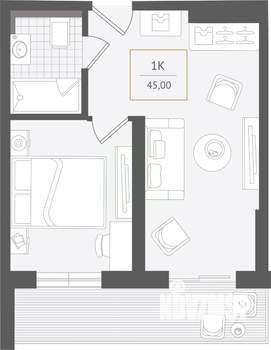 1-к квартира, вторичка, 45м2, 10/10 этаж