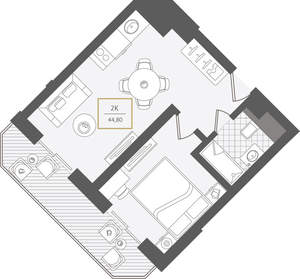 2-к квартира, вторичка, 45м2, 9/10 этаж