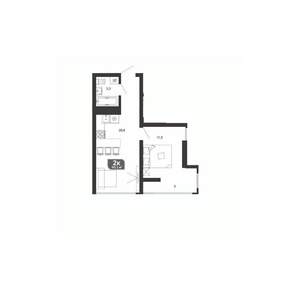 1-к квартира, вторичка, 40м2, 4/19 этаж