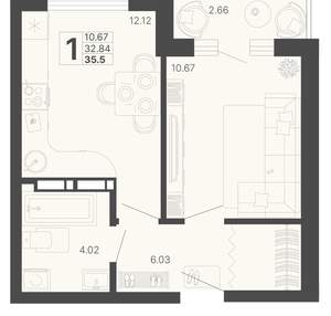 1-к квартира, вторичка, 34м2, 10/20 этаж