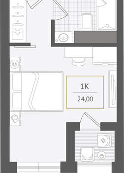 1-к квартира, вторичка, 24м2, 6/10 этаж