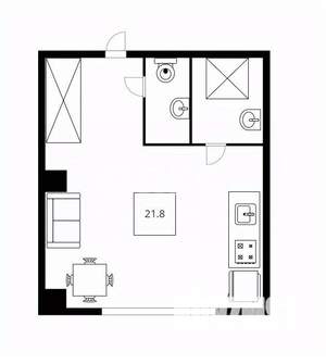 Студия квартира, вторичка, 23м2, 2/9 этаж