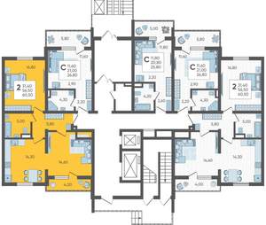 2-к квартира, вторичка, 61м2, 1/16 этаж