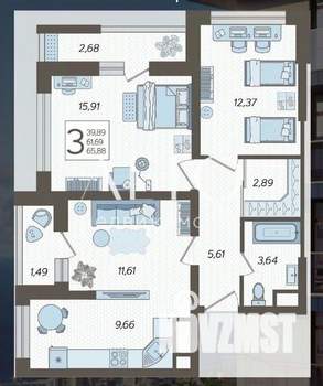 3-к квартира, вторичка, 65м2, 14/19 этаж