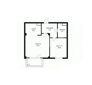 2-к квартира, вторичка, 46м2, 1/8 этаж
