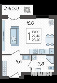 Студия квартира, вторичка, 27м2, 4/13 этаж