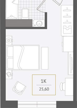 1-к квартира, вторичка, 26м2, 2/10 этаж