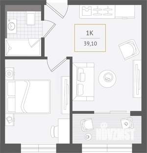 1-к квартира, вторичка, 39м2, 2/10 этаж