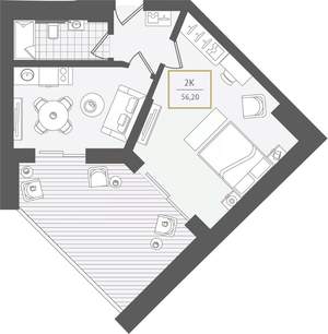 2-к квартира, вторичка, 57м2, 5/10 этаж