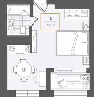 1-к квартира, вторичка, 32м2, 8/10 этаж