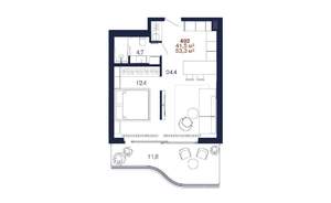 1-к квартира, вторичка, 54м2, 4/6 этаж