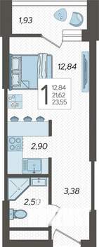 Студия квартира, вторичка, 25м2, 8/19 этаж