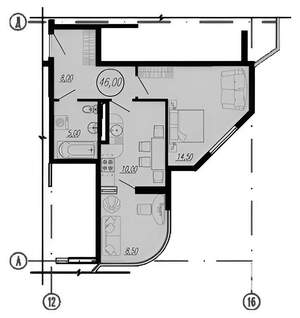 1-к квартира, вторичка, 45м2, 14/17 этаж