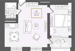 2-к квартира, вторичка, 50м2, 6/10 этаж