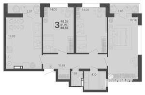 3-к квартира, вторичка, 84м2, 6/20 этаж