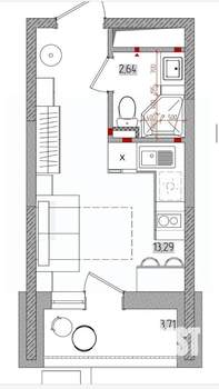Студия квартира, вторичка, 17м2, 17/19 этаж
