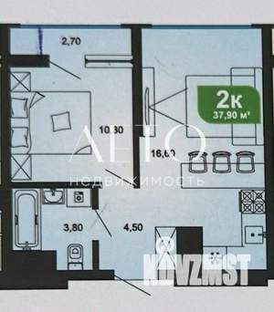 2-к квартира, вторичка, 38м2, 15/19 этаж