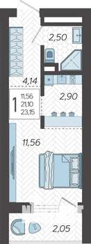 Студия квартира, строящийся дом, 24м2, 18/19 этаж