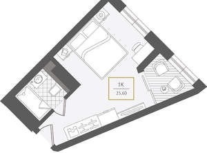 1-к квартира, вторичка, 26м2, 2/10 этаж