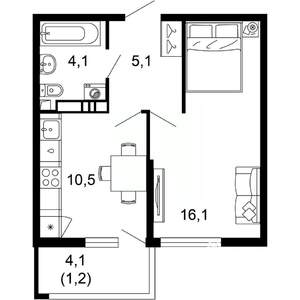 1-к квартира, вторичка, 37м2, 3/17 этаж