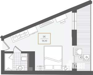 1-к квартира, вторичка, 34м2, 8/10 этаж