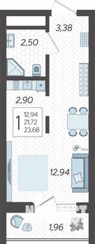 Студия квартира, вторичка, 24м2, 15/19 этаж